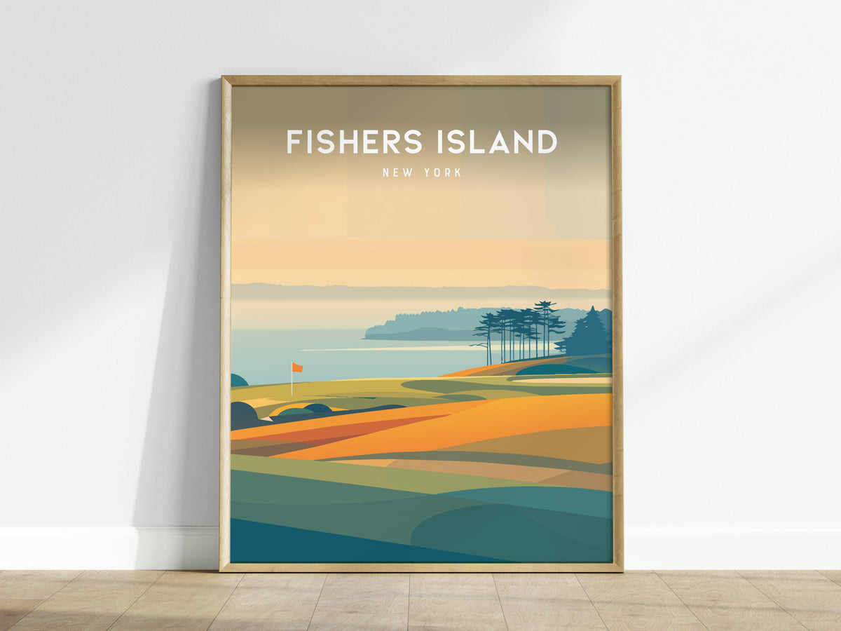 Fishers Island, New York Poster | Links Poster & Country Club Decor Wall Art — framed wall art