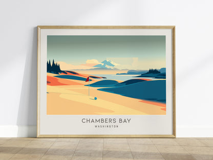 Chambers Bay Landscape Matte Border Poster | Washington Framed or Unframed Golf Wall Art — framed wall art