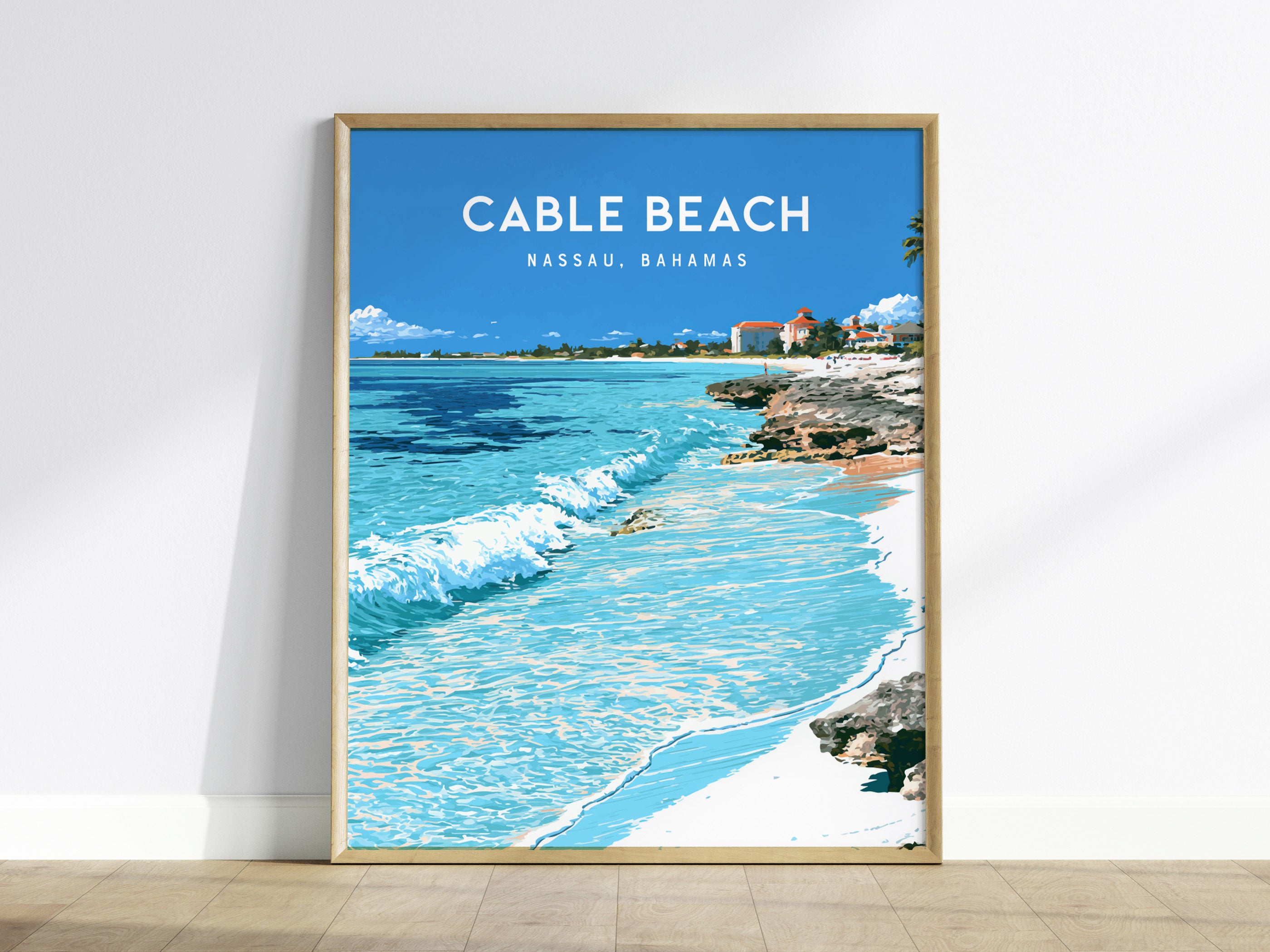 Cable Beach, Nassau Poster | Turquoise Tropics & Palms Island Wall