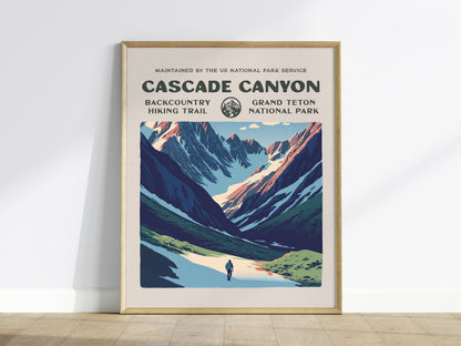 Cascade Canyon, Grand Teton National Park Poster | Hiker Gift | Backcountry Trail Wall Art — framed wall art