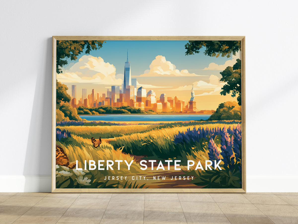 Liberty State Park Landscape Poster | Jersey City, New Jersey Vacation Wall Art — framed wall art
