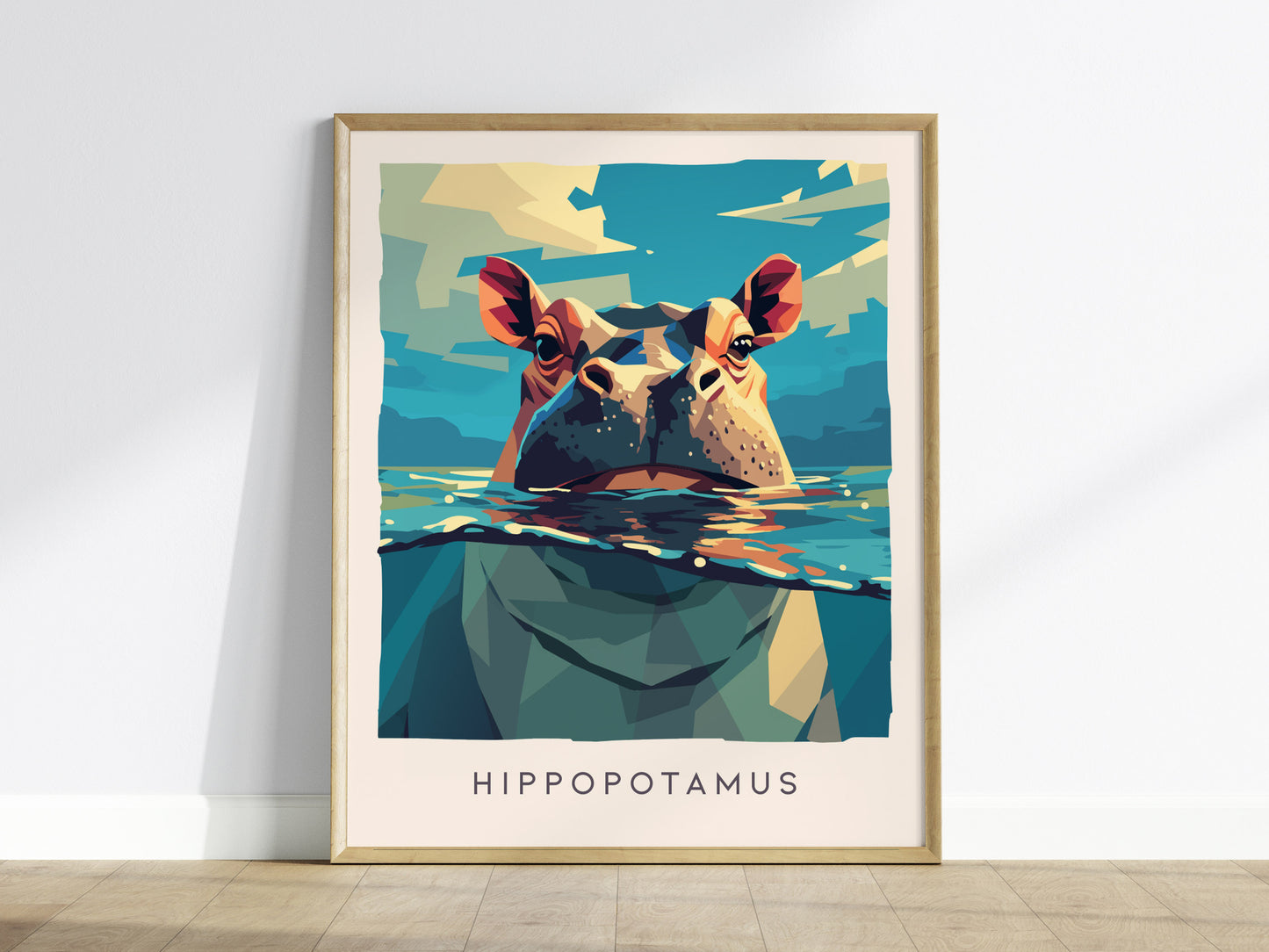 Hippopotamus, Africa Poster | Majestic River Wildlife Wall Art — framed wall art