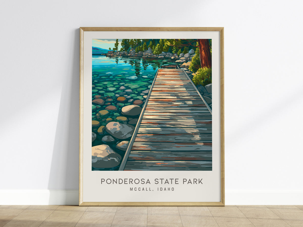 Ponderosa State Park Matte Border Poster | Mccall, Idaho Destination Print Travel Wall Art — framed wall art