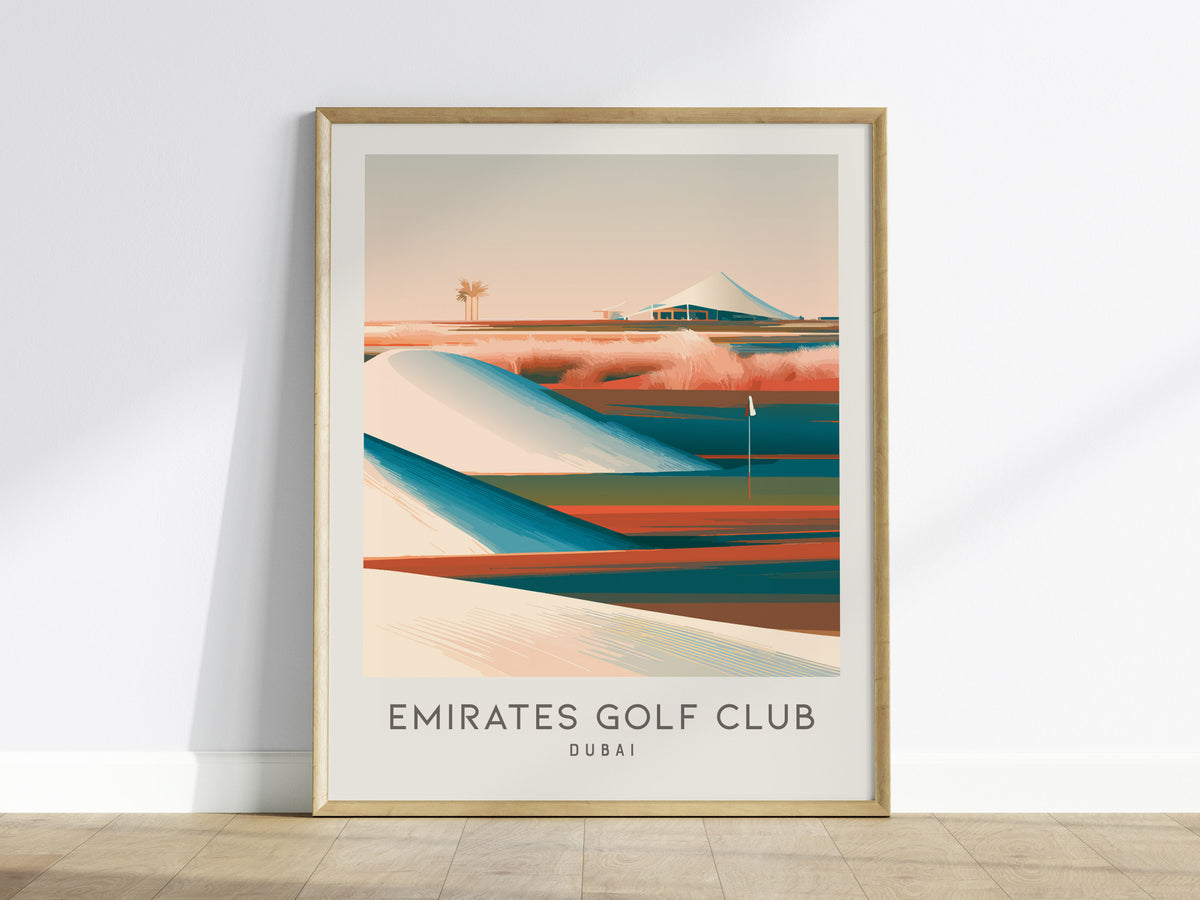 Emirates Golf Club Matte Border Poster | Dubai Golf Course Print & Country Club Decor — framed wall art