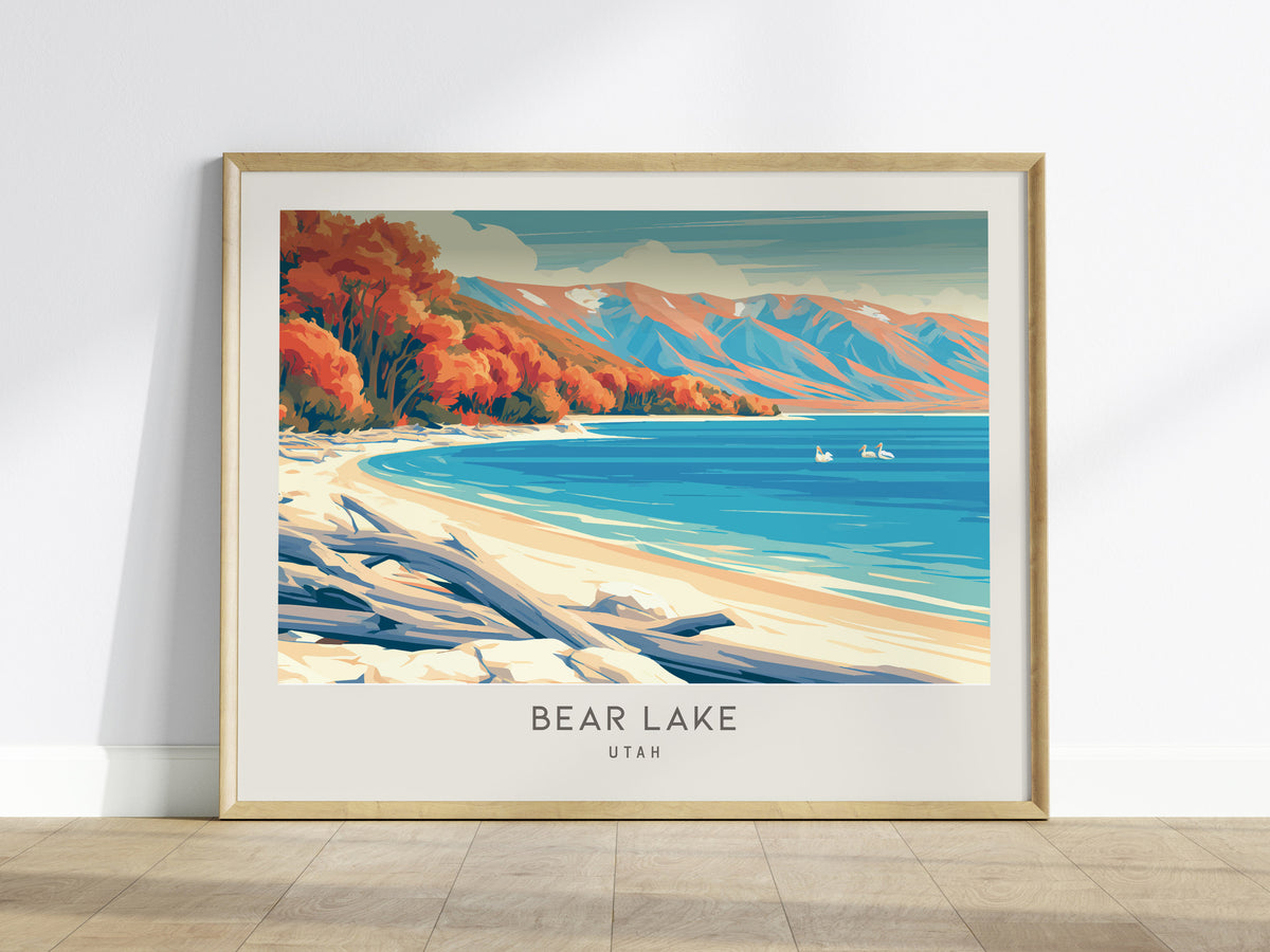 Bear Lake Landscape Matte Border Poster | Utah Destination Print Vacation Wall Art — framed wall art
