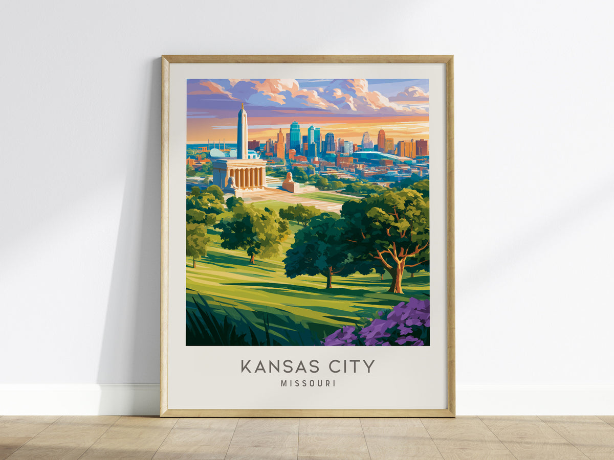 Kansas City Matte Border Poster | Missouri Travel Wall Art — framed wall art