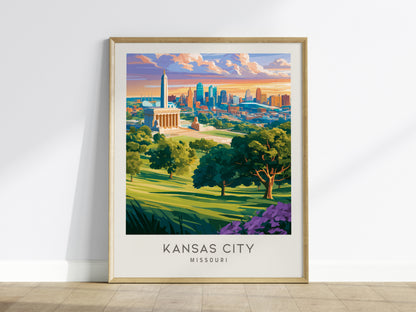 Kansas City Matte Border Poster | Missouri Travel Wall Art — framed wall art
