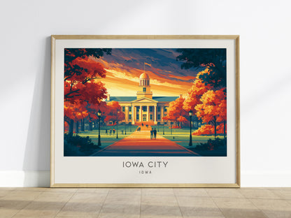 Iowa City Landscape Matte Border Poster | Iowa Framed or Unframed Travel Gift — framed wall art