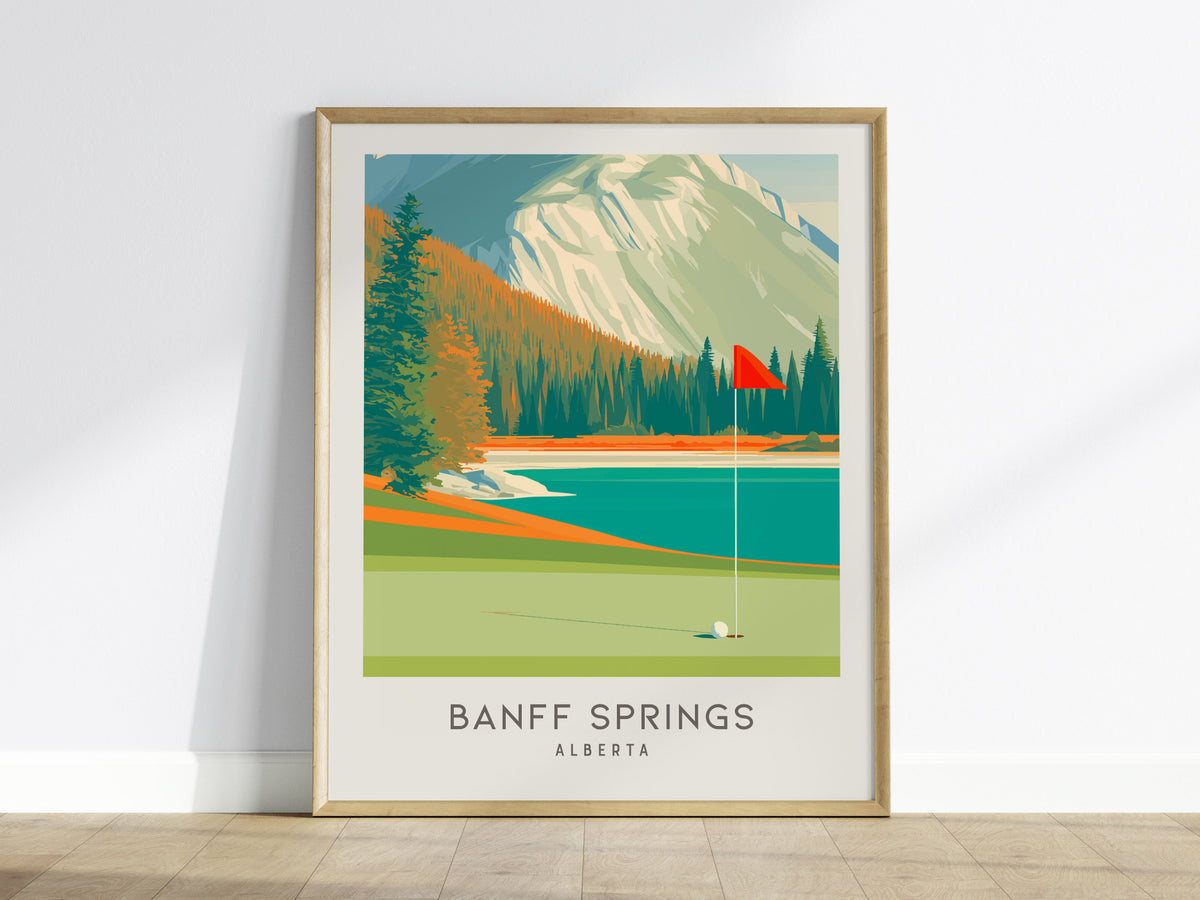 Banff Springs Matte Border Poster | Alberta Golf Course Print & Country Club Decor — framed wall art