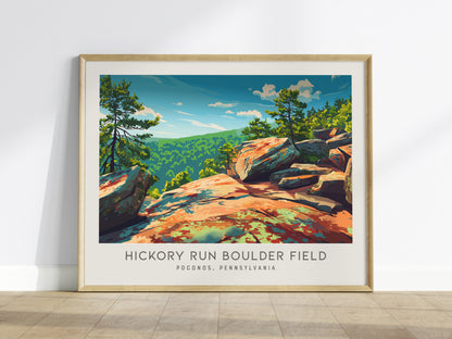 Hickory Run Boulder Field Landscape Matte Border Poster | Poconos, Pennsylvania Vacation Wall Art — framed wall art