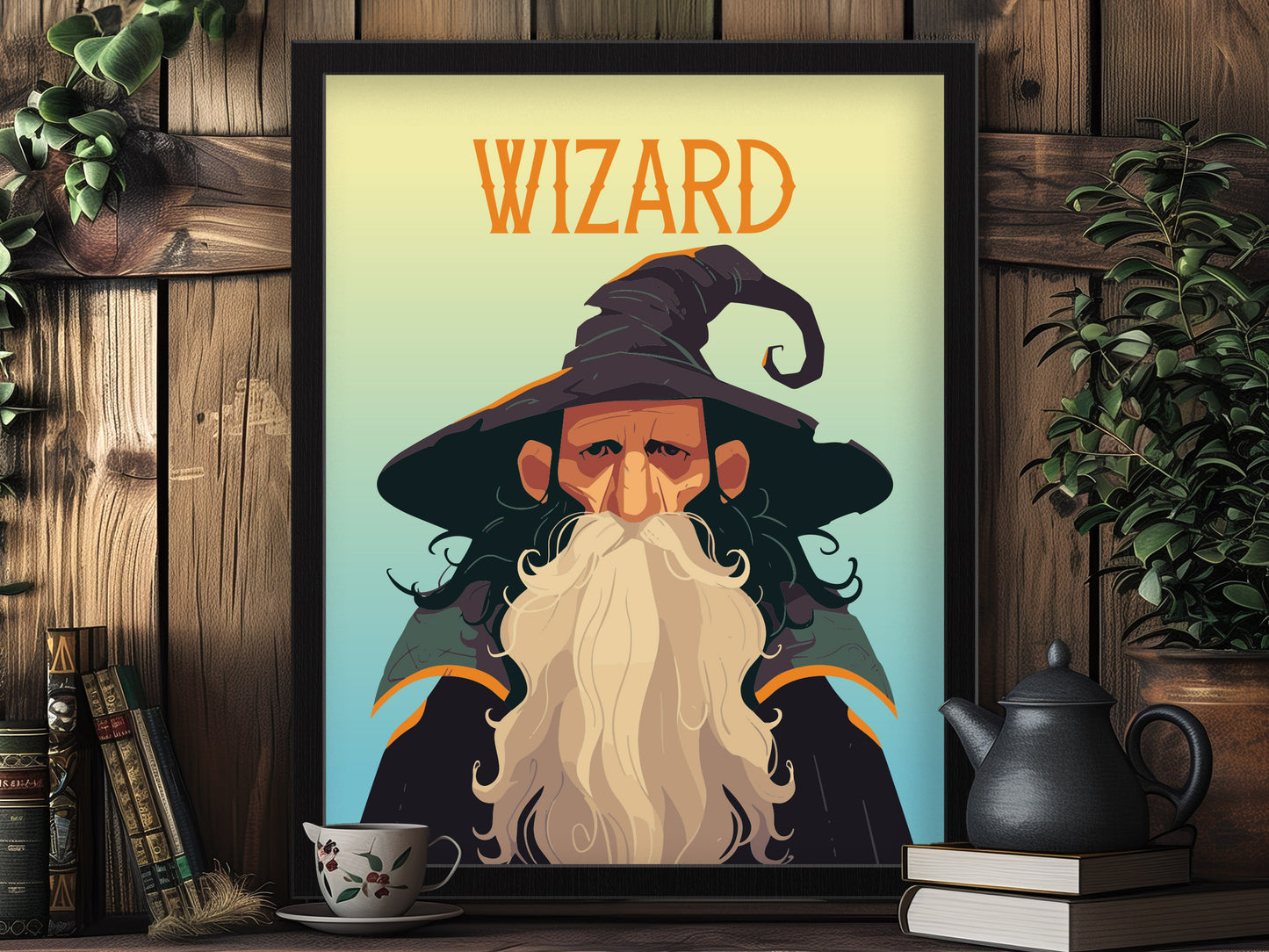 Wizard Fantasy Portrait Poster | Epic Fantasy Sorcerer Wall Art Gift