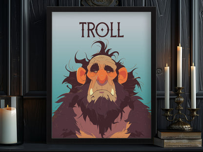 Troll Poster | Fantasy Creature Art | D&D RPG Norse Folklore Game Room Print