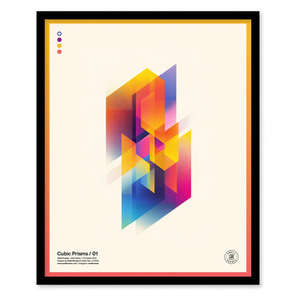 Cubic Prisms / 01 | Modern Minimalist Abstract Geometric Design | Contemporary Digital Art | Framed Shapes Poster Series | Colorful Designer Gift Dorm Office Decor