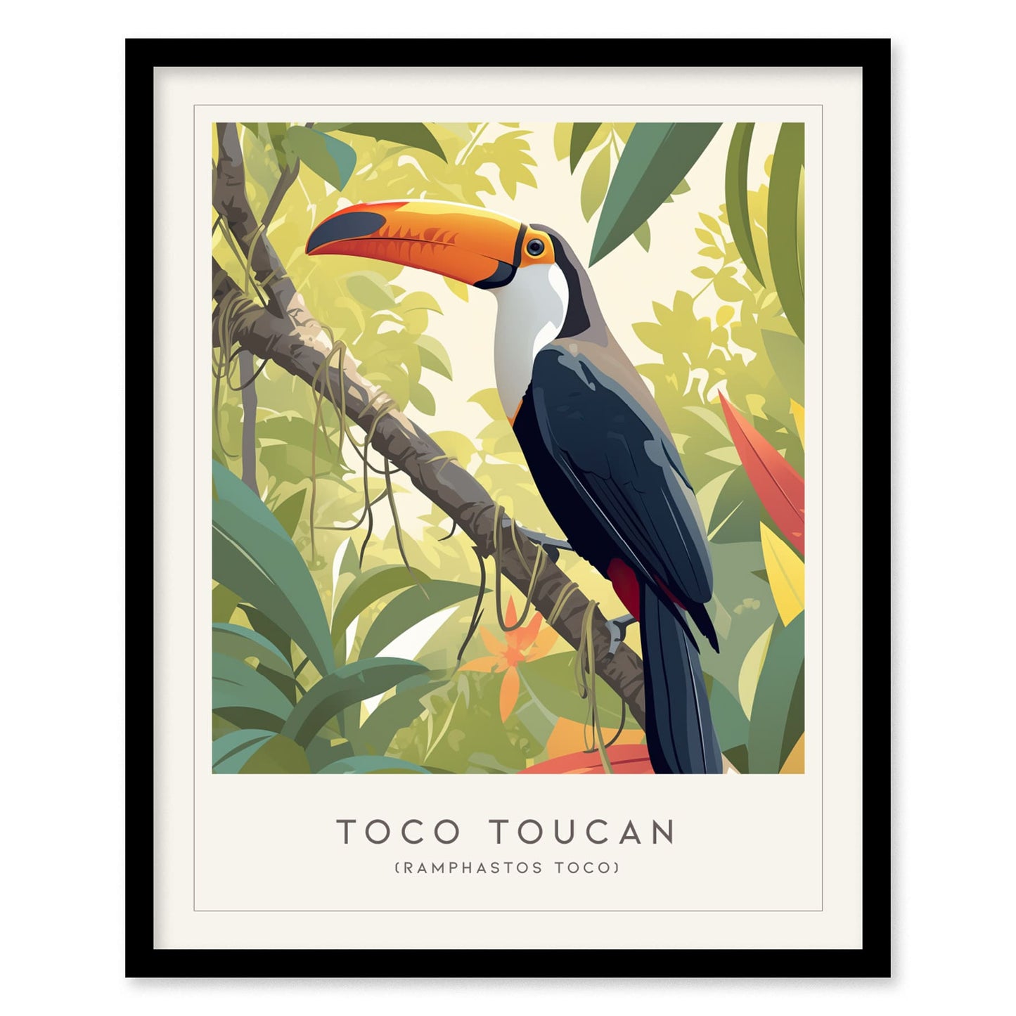 Toco Toucan Framed Poster | Tropical Bird Lover Modern Wall Art | South America Nature Print | Rainforest Decor