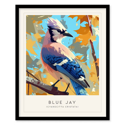 Blue Jay Songbird Modern Framed Wall Art | Cottagecore Minimalist Nature Wildlife Poster | Audubon Scientific Farm House Decor Print