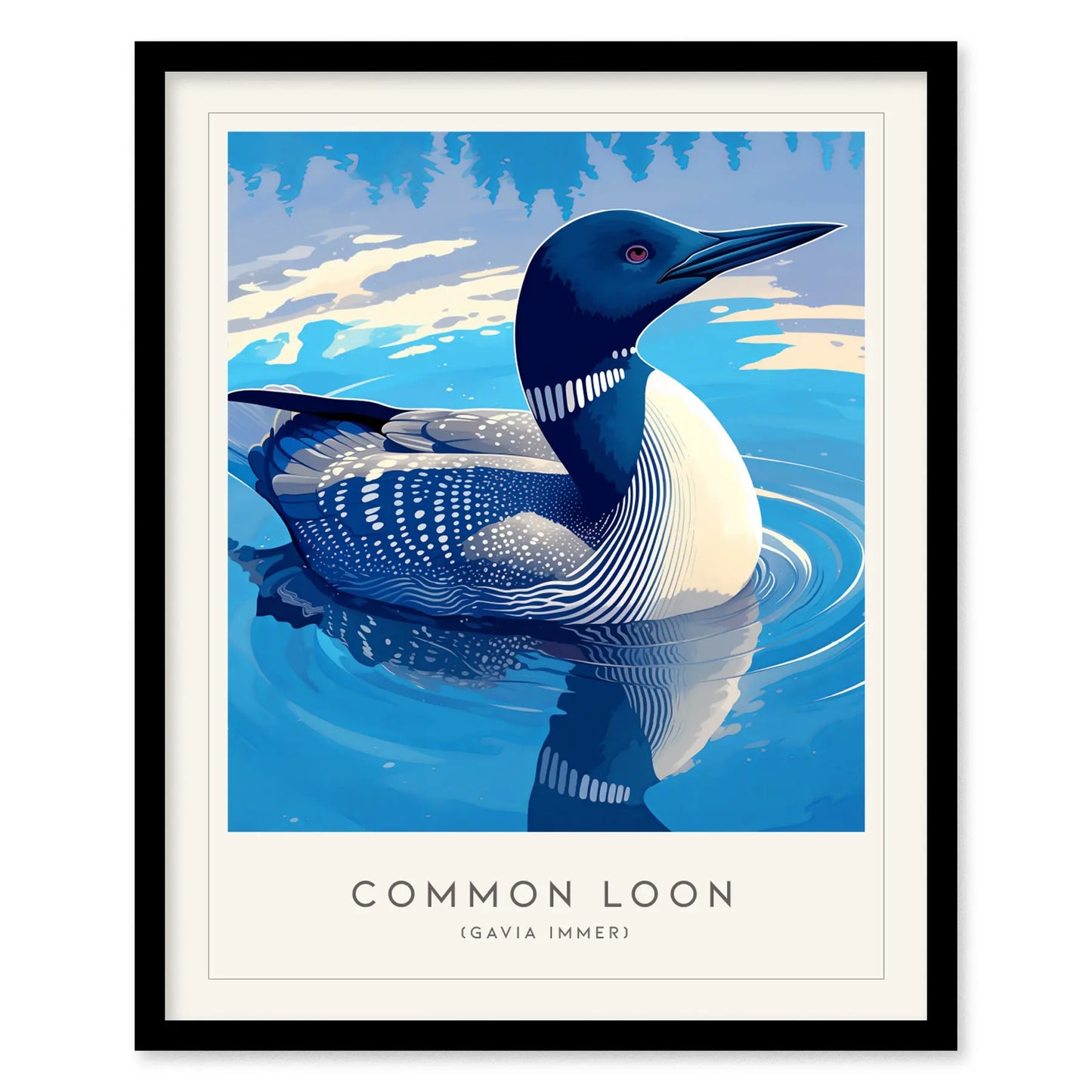 Common Loon Minnesota State Bird Framed Poster | Elegant Waterbird Wall Art Print | Birdwatcher Nature Fan Birding Home Decor Gift