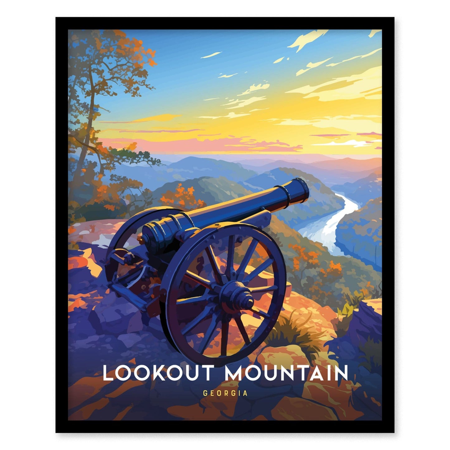 Lookout Mountain Poster | Scenic Georgia Sunset Art Print | Perfect for History Buffs & Nature Lovers