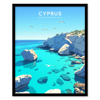 Cyprus Mediterranean Poster | Coastal Cliff Art Print | Perfect for Vacation Homes & Modern Decor