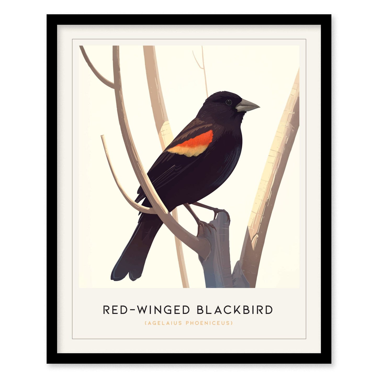 Red-Winged Blackbird Poster | Minimalist Bird Art Print | Perfect for Nature Lovers & Modern Home Decor