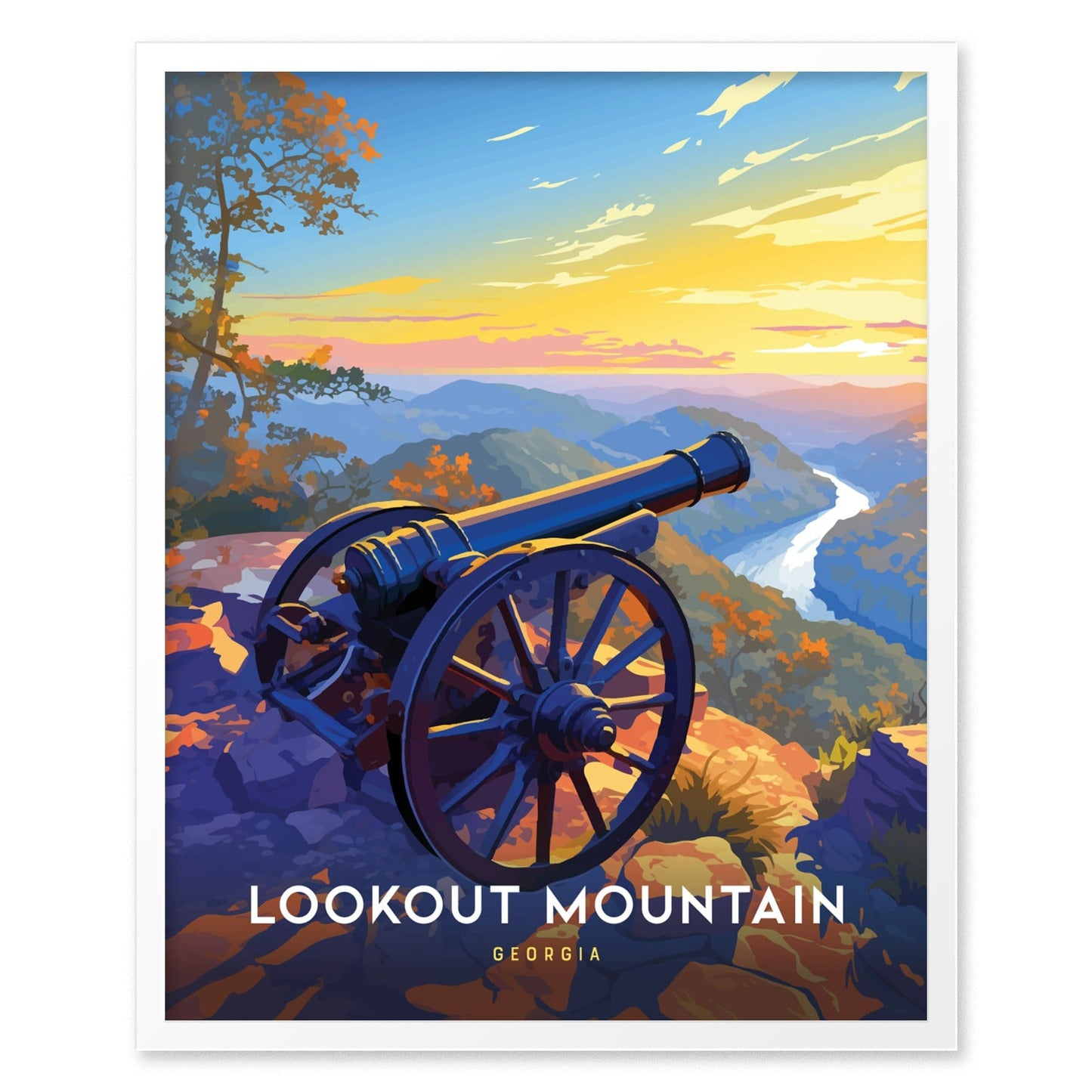 Lookout Mountain Poster | Scenic Georgia Sunset Art Print | Perfect for History Buffs & Nature Lovers