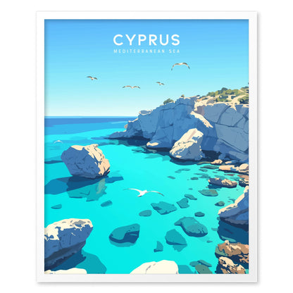 Cyprus Mediterranean Poster | Coastal Cliff Art Print | Perfect for Vacation Homes & Modern Decor