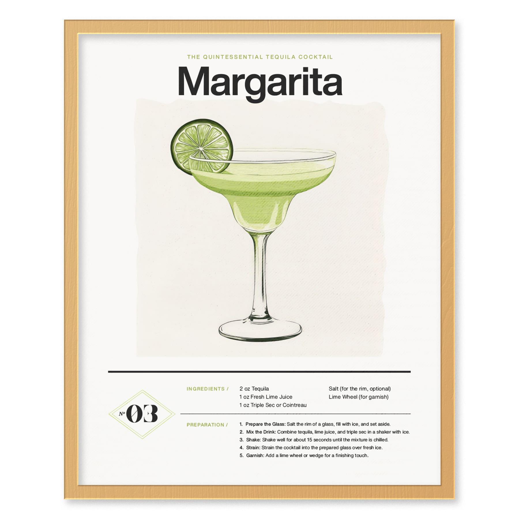 Margarita Cocktail Framed Poster | Classic Tequila Drink Minimalist Design | Margarita Lover Gift | Kitchen Bar Home Decor - Swell Scenes