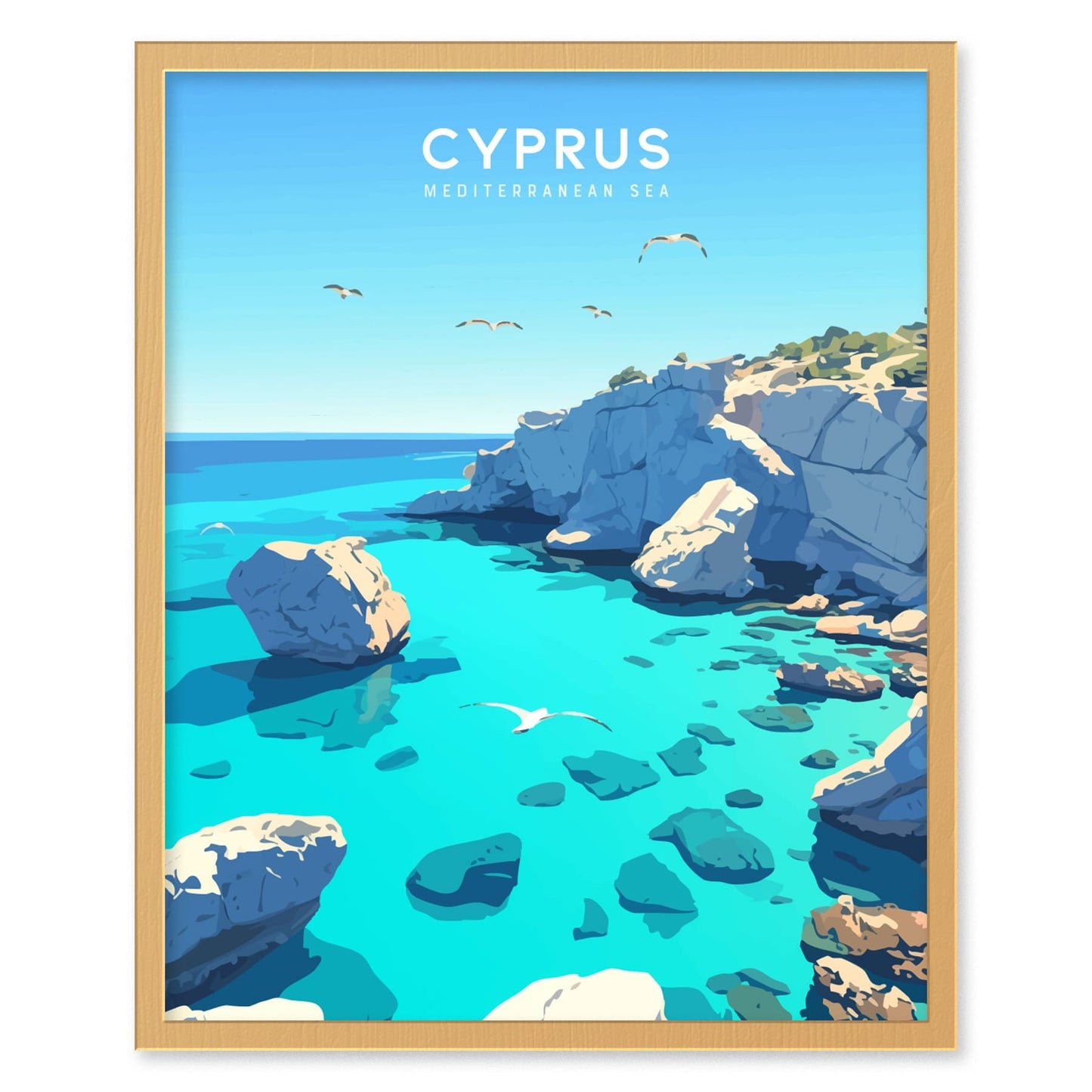 Cyprus Mediterranean Poster | Coastal Cliff Art Print | Perfect for Vacation Homes & Modern Decor