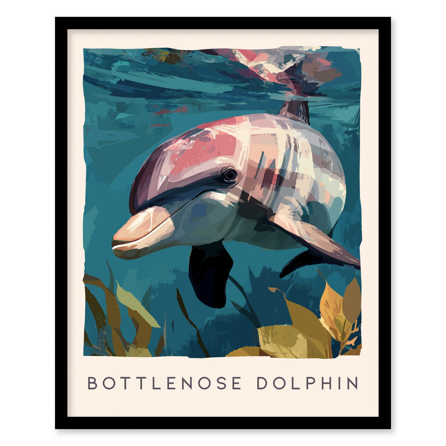 Bottlenose Dolphin Poster | Ocean Wildlife Coastal Decor Wall Art