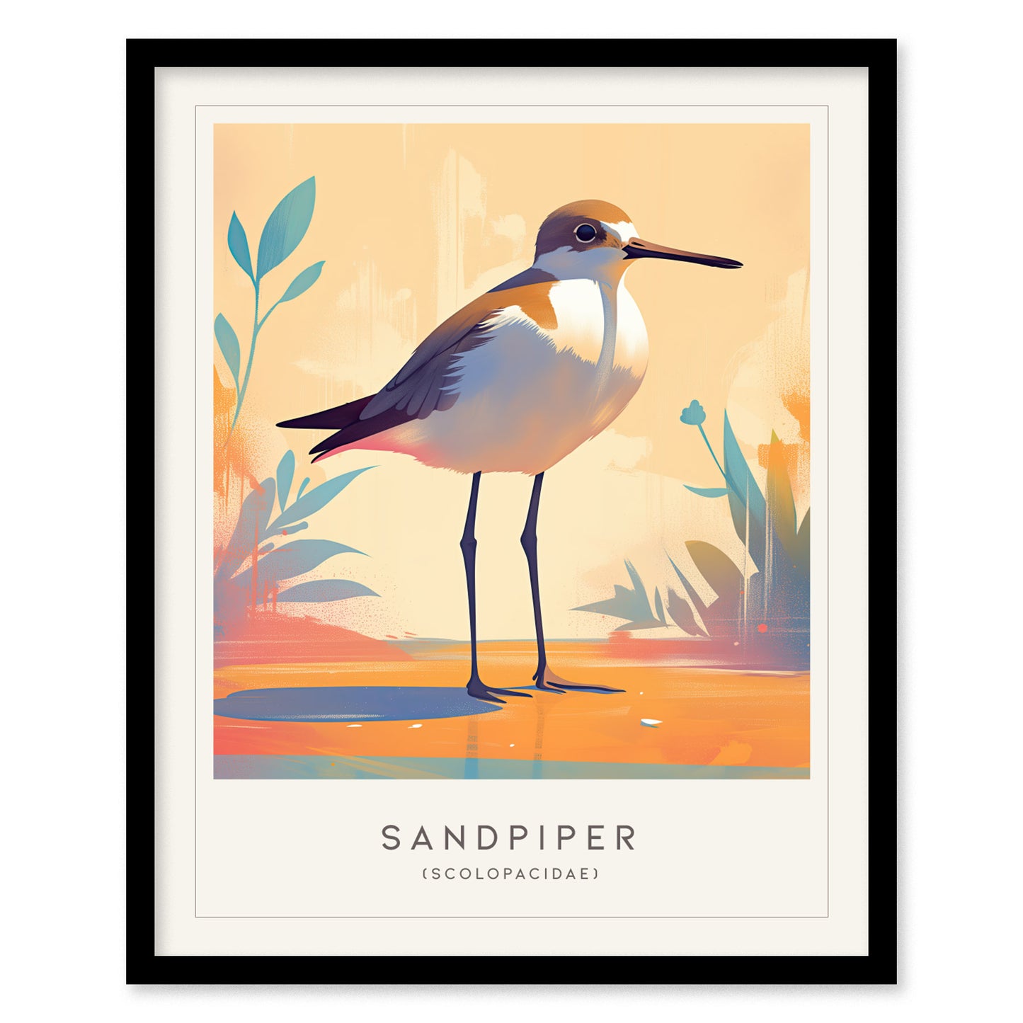 Sandpiper Poster | Beach Bird Art | Coastal Shorebird Wall Print Gift