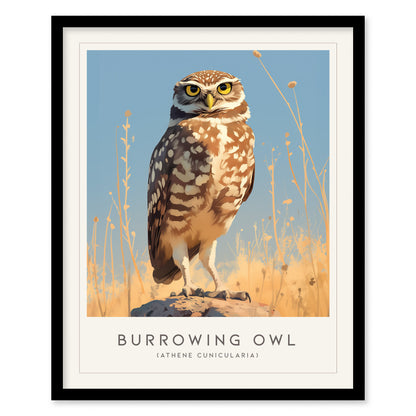 Burrowing Owl Framed Poster | Western Nature Bird Lover Nature Modern Wall Art | Bird Of Prey Audubon Print Farm House Decor