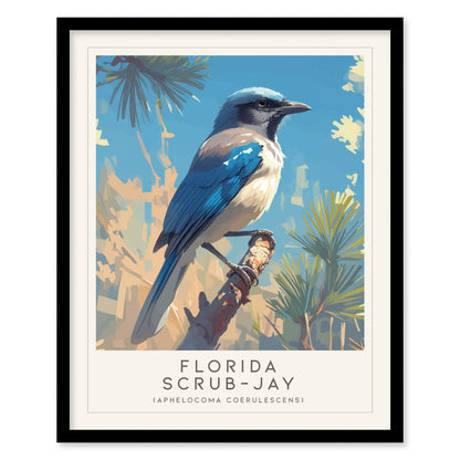 Florida Scrub Jay Poster | Audubon Bird Print Wall Art | Framed or Unframed