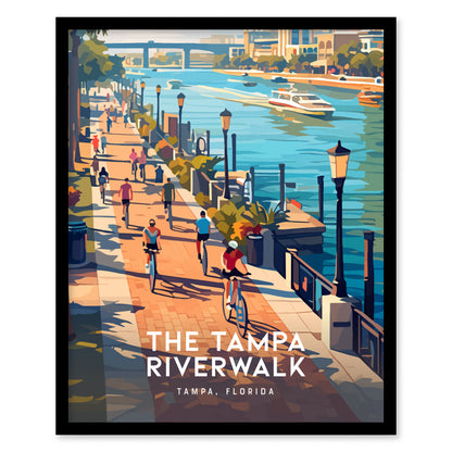 Tampa Riverwalk Poster | Florida Waterfront Art | Downtown TPA Gift