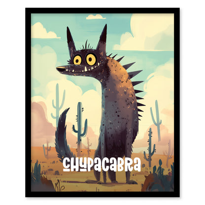 Chupacabra Cute Cryptids Poster | Kids Room Decor Wall Art | Framed or Unframed