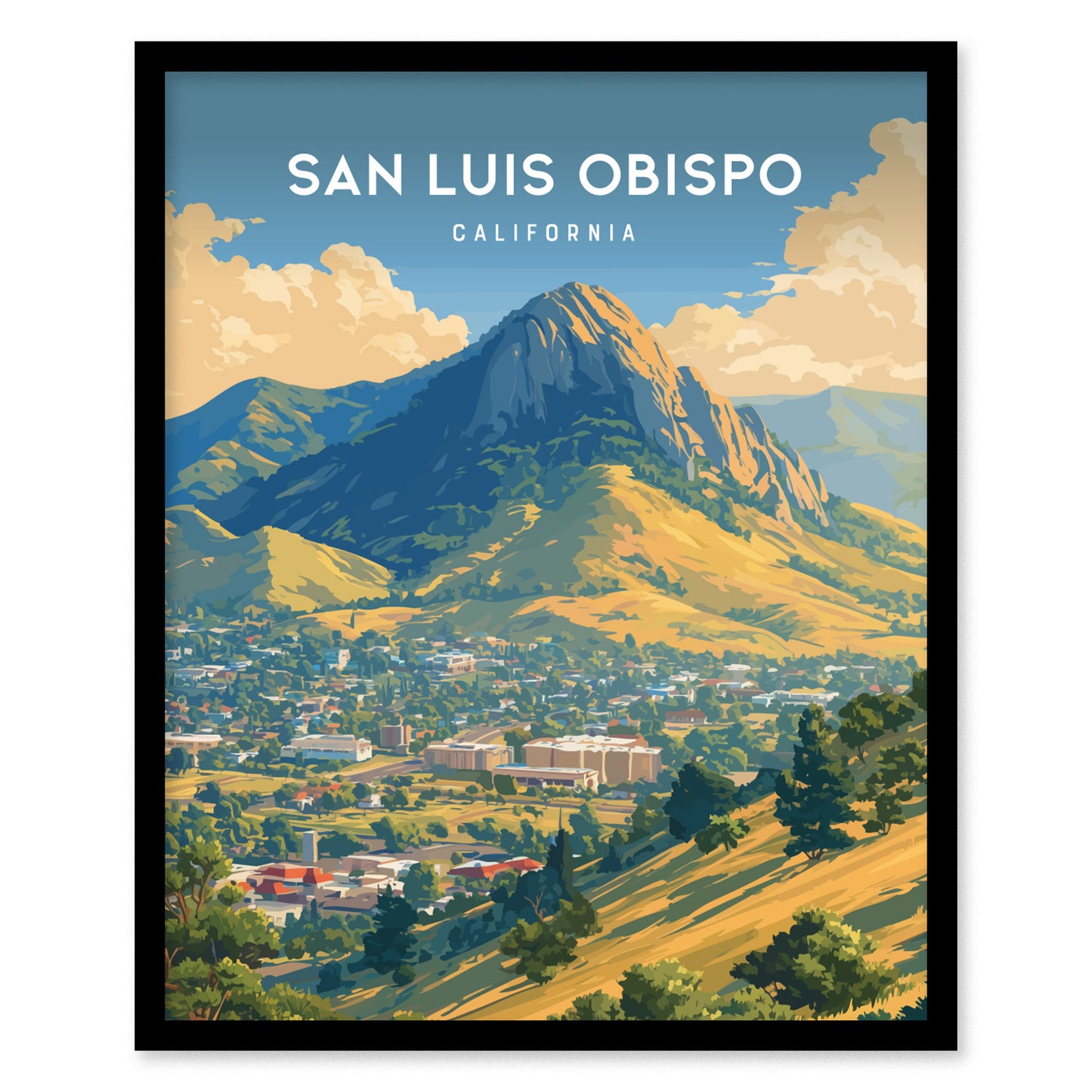 San Luis Obispo Poster | Bishop Peak SLO Art | Central Coast California