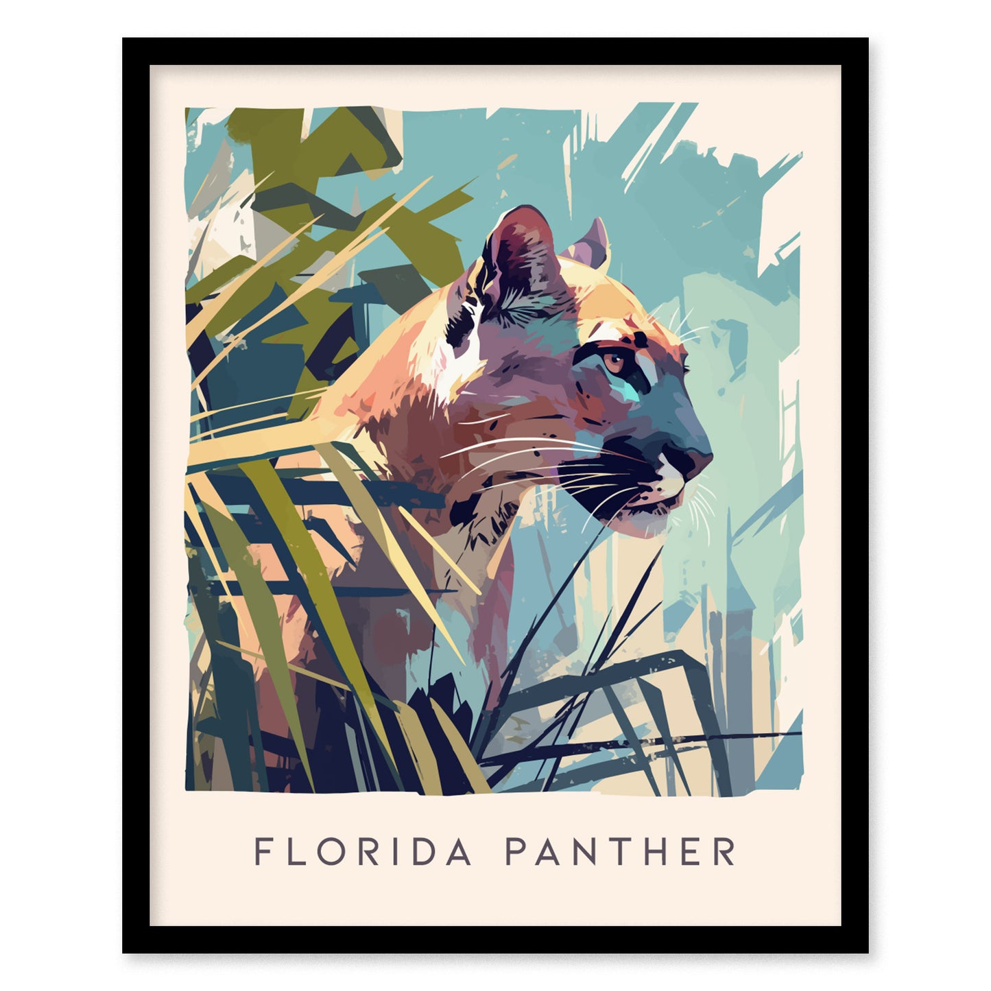 Florida Panther Poster | Big Cat Wildlife Floridian Wall Art | Framed or Unframed