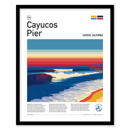Cayucos, California Poster | Sun-Soaked Surf Town Coastal Wall Art — framed wall art