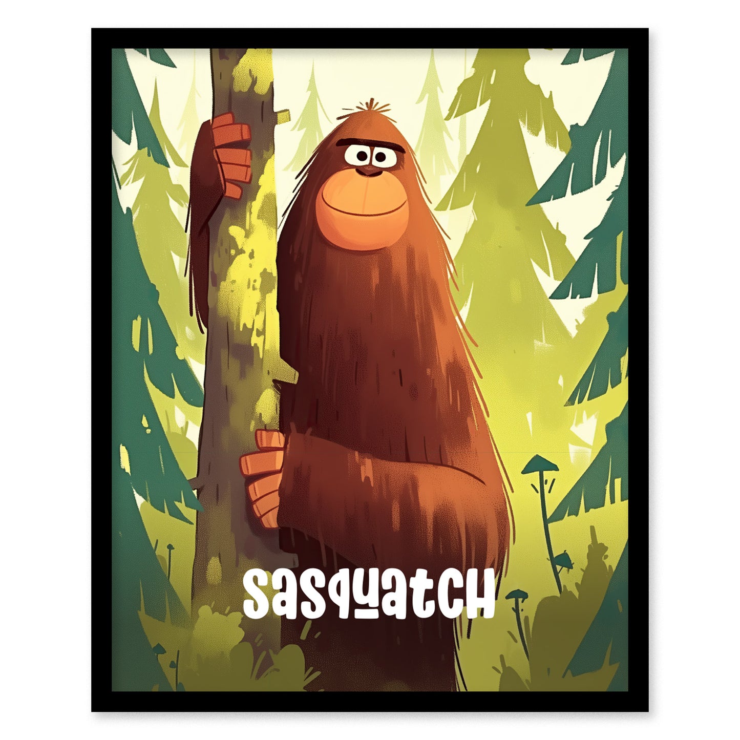 Sasquatch Poster for Kids | Cute Bigfoot Art for Children's Rooms