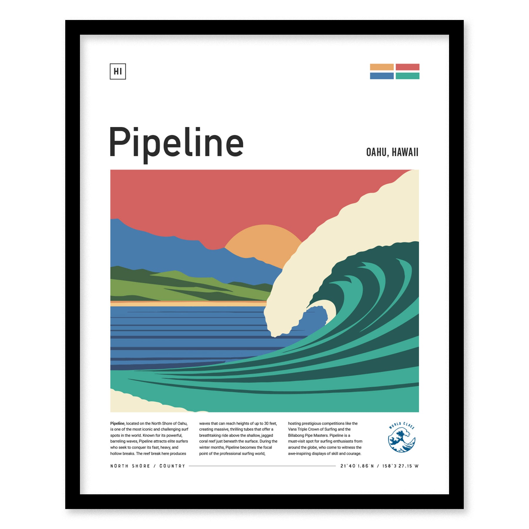 Pipeline Poster | Banzai Pipe North Shore | Oahu Hawaii Surf Spot