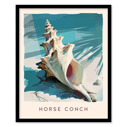 Horse Conch Shell Poster | Florida Ocean Wildlife Coastal Beach Wall Art