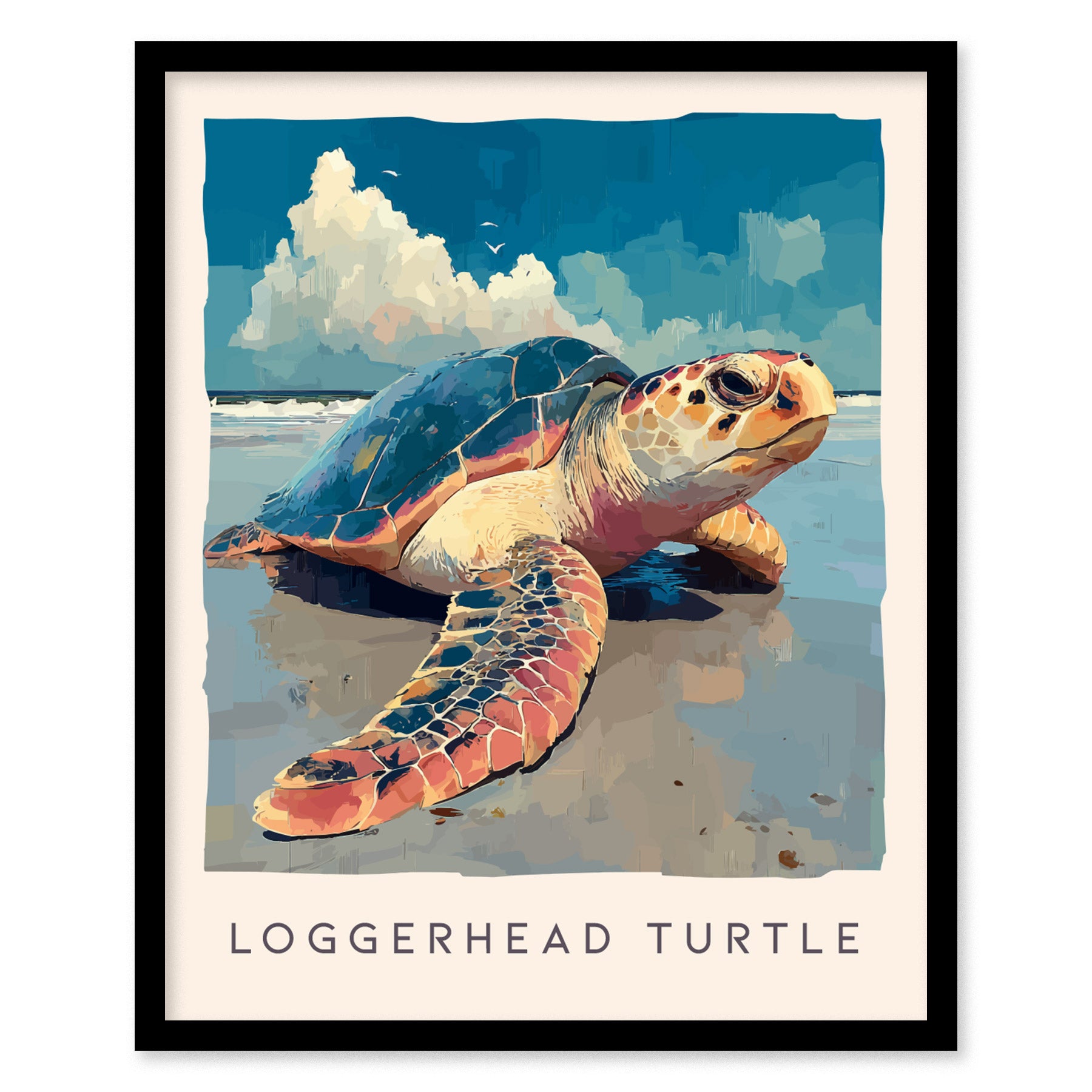 Loggerhead Sea Turtle Poster | Ocean Wildlife Coastal Wall Art