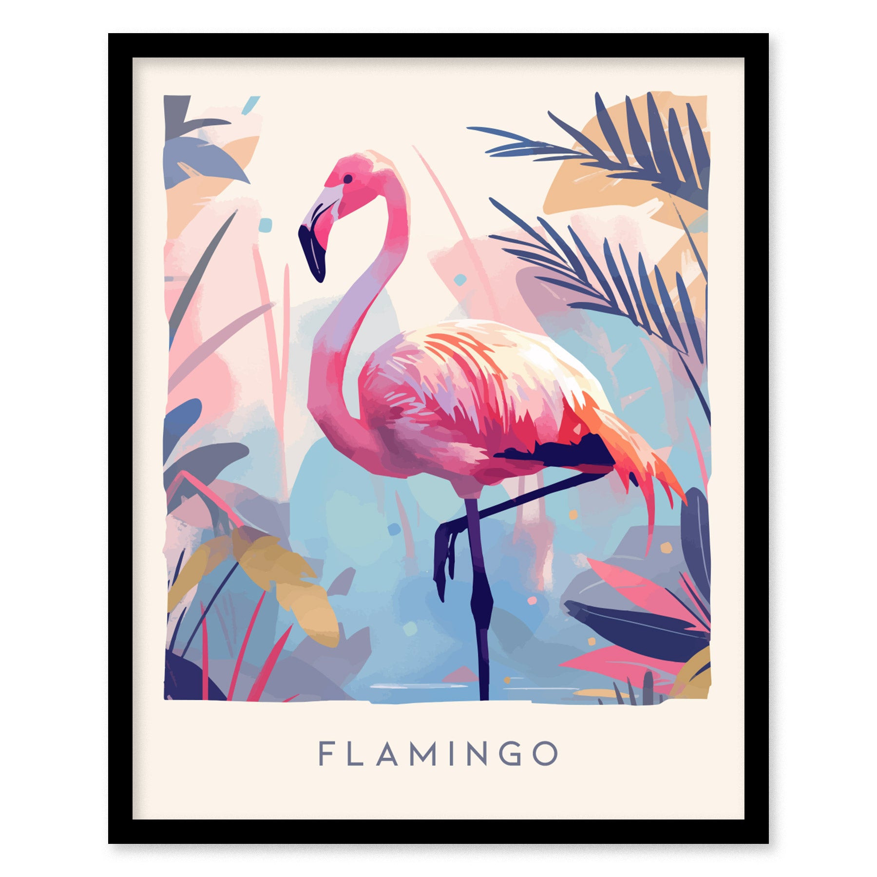 P. Seraphim flom Fern’s Artco Rosado Pink Flamingo Poster | Tropical Wall Art | South Florida Audubon