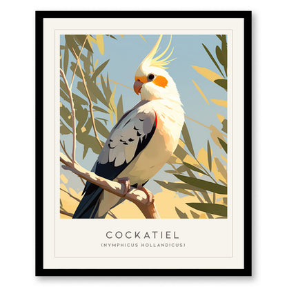 Cockatiel Parakeet Poster | Parrot Bird Lover Wall Art | Framed or Unframed