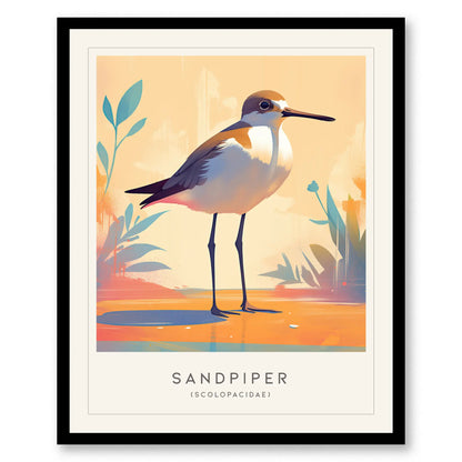 Sandpiper Beach Bird Lover Framed Poster | Audubon Wildlife Wall Art | Island Life Decor Sanderling Ocean Cottage Cozy Print