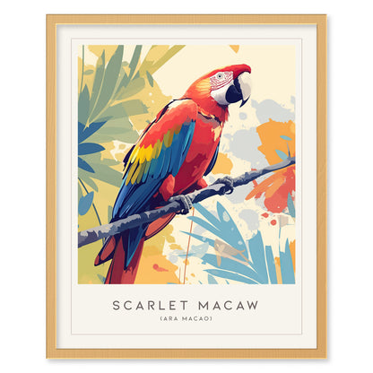 Scarlet Macaw Poster | Tropical Parrot Art Rainforest Bird Wall Decor