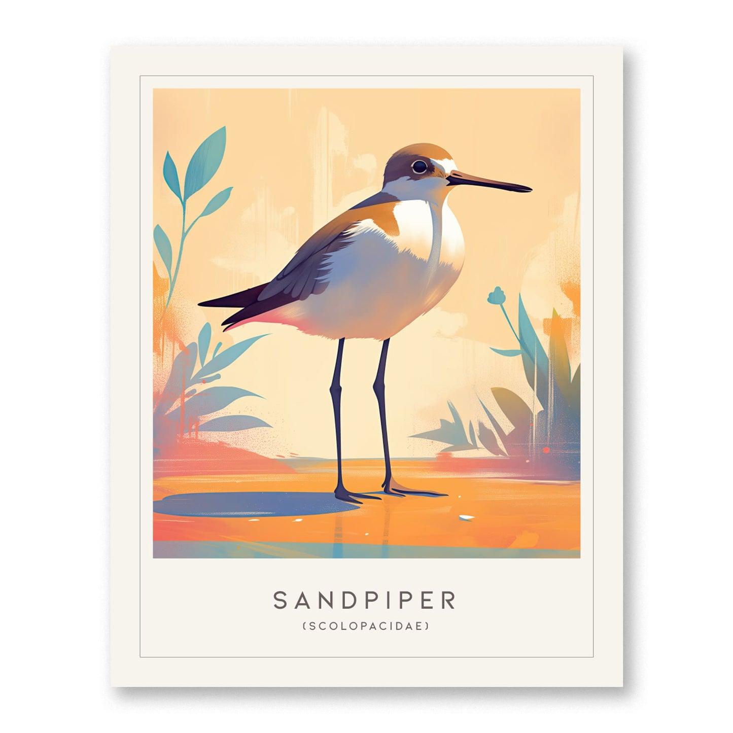 Sandpiper Beach Bird Lover Framed Poster | Audubon Wildlife Wall Art | Island Life Decor Sanderling Ocean Cottage Cozy Print