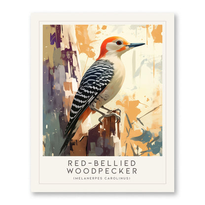 Red-bellied Woodpecker Bird Lover Modern Framed Poster | Cottagecore Audubon Wildlife Wall Art | Rustic Farmhouse Nature Decor Print