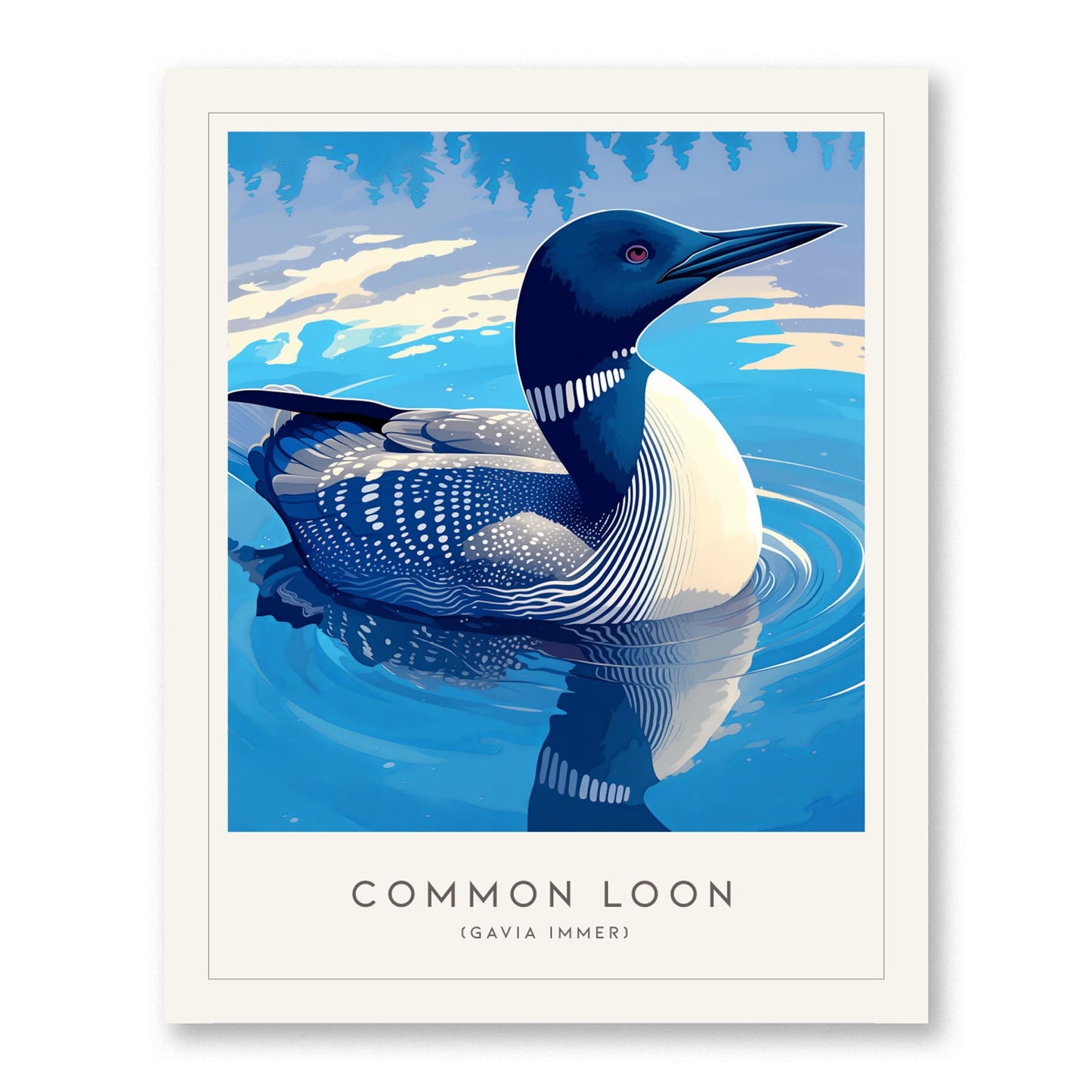 Common Loon Minnesota State Bird Framed Poster | Elegant Waterbird Wall Art Print | Birdwatcher Nature Fan Birding Home Decor Gift