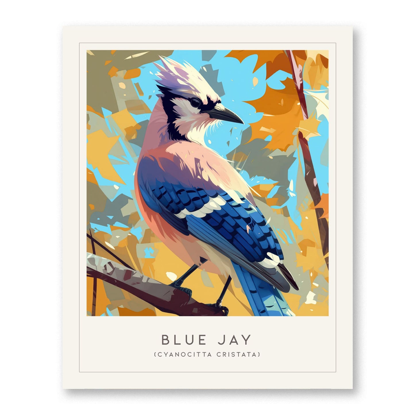 Blue Jay Songbird Modern Framed Wall Art | Cottagecore Minimalist Nature Wildlife Poster | Audubon Scientific Farm House Decor Print