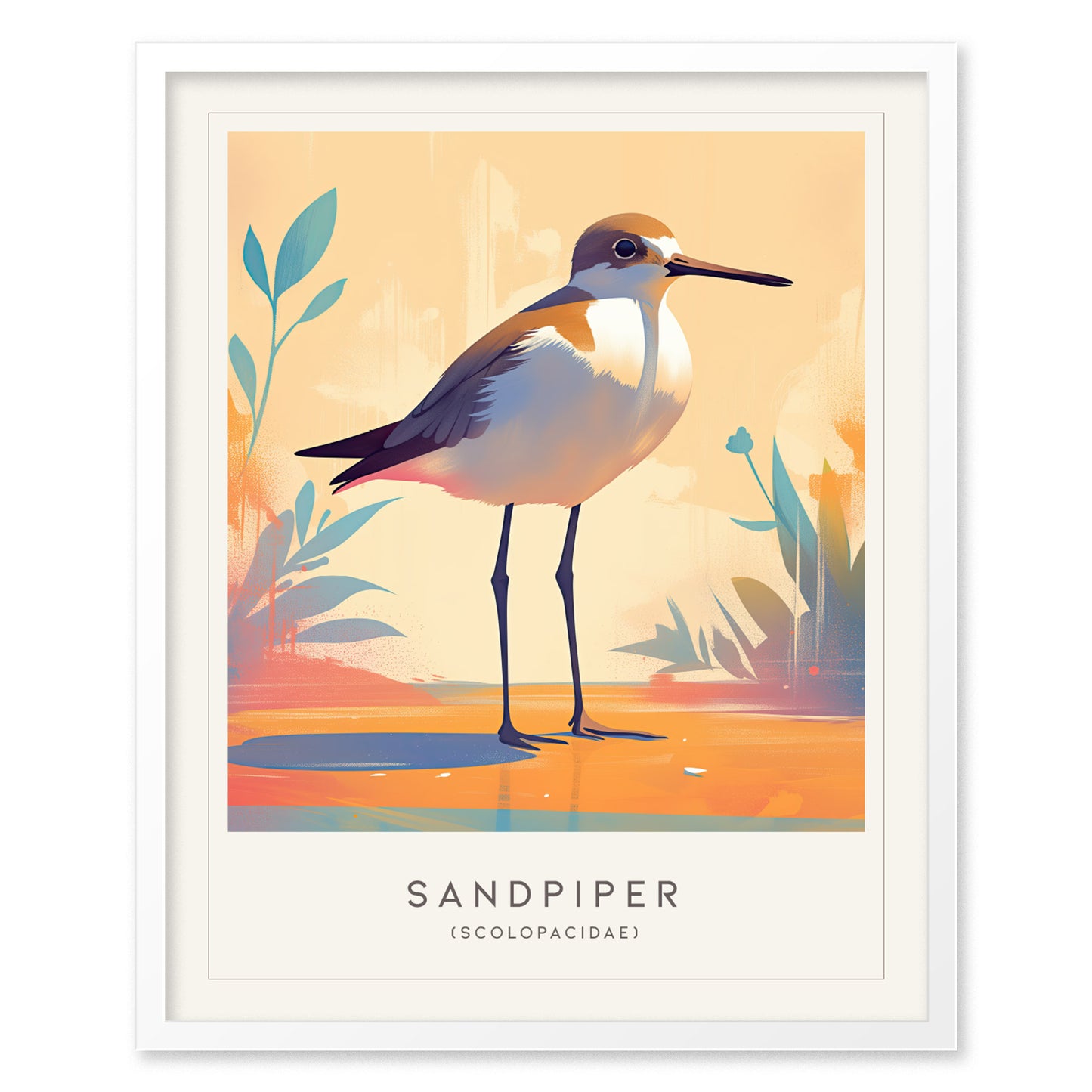 Sandpiper Poster | Beach Bird Art | Coastal Shorebird Wall Print Gift