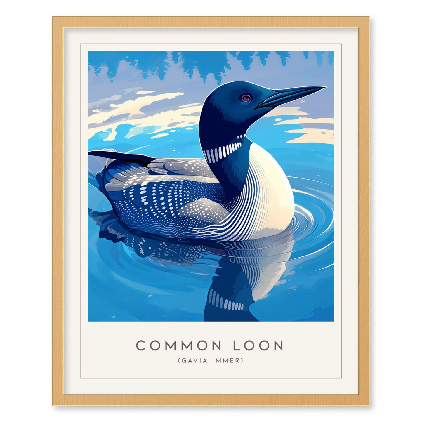 Common Loon Minnesota State Bird Framed Poster | Elegant Waterbird Wall Art Print | Birdwatcher Nature Fan Birding Home Decor Gift